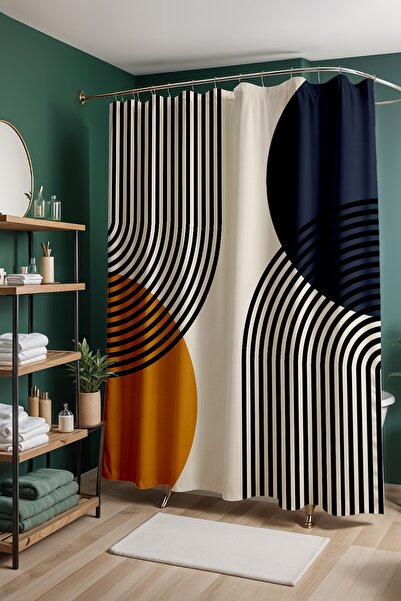 EVPANYA Κουρτίνα μπάνιου, Κουρτίνα ντους με γραμμικό σχέδιο ισορροπίας, Κουρτ...