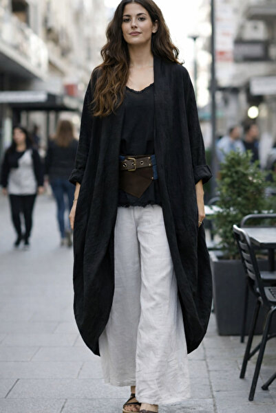 EREN STYLE Bohomiyan Italian Pocketed Linen Kaftan & Cap (110.cm)