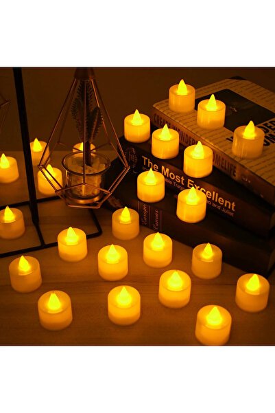 Gülfa Giftbox Ledli Pilli Işıklı Tealight Mum Gün Işığı Dumansız Alevli Led M...