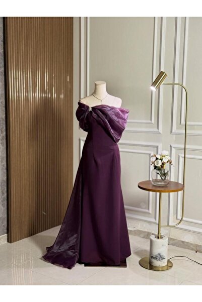 vanus fashion 6779 - فستان سهرة أنيق بلون موف غامق