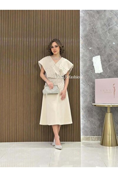 vanus fashion 7006 - فستان سهرة ميدي ( لونين )