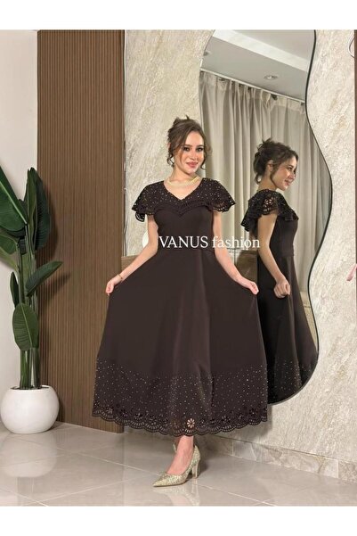 vanus fashion 6984 - فستان ناعم بتصميم جميل ولمسات دانتيل
