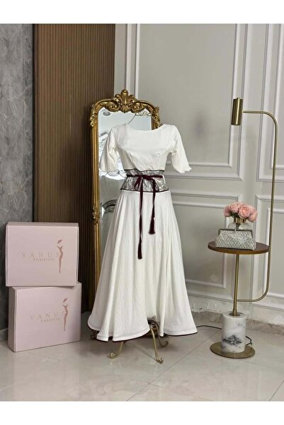 vanus fashion 6970 - فستان ميدي ابيض