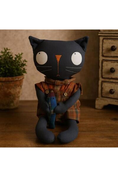 Generic دمية قطة من القماش بملابس فولكلورية