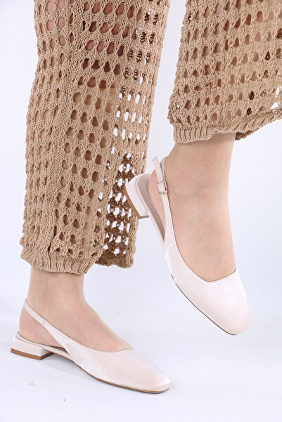 lolyvibe حذاء نسائي من الساتان بكعب منخفض ومفتوح من الخلف