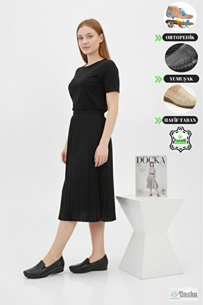 Forelli Kadın Hakiki Deri Düz Taban Ortopedik Şık Yumuşak Yazlık Ayakkabısı F...