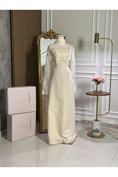 vanus fashion 6996 - فستان اوف وايت طويل بلمعة جميلة