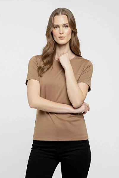 civetta T-Shirtcrew Neck Slim Fit Lycra T-Shirt Casual Basic Body - Brown