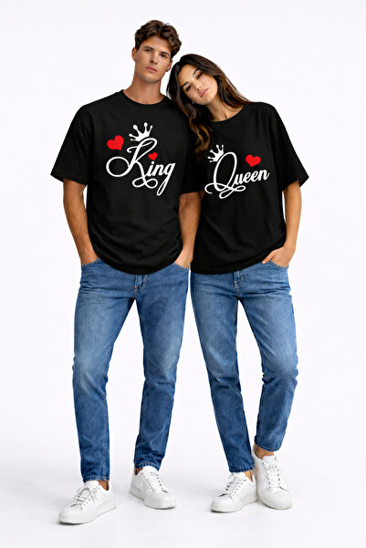 NEVERMIND King Queen Lover Combination Couple T-Shirt Matching Couple Oversiz...