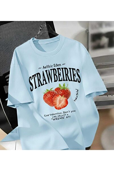 COHERENT Unisex Men/Women Strawberries Custom Printed Oversize Cotton T-Shirt