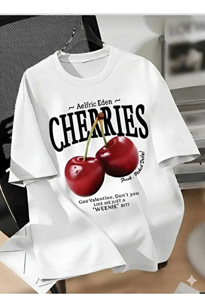 COHERENT Unisex Men/Women Ki̇razcherries Custom Printed Oversize Cotton T-Shi...