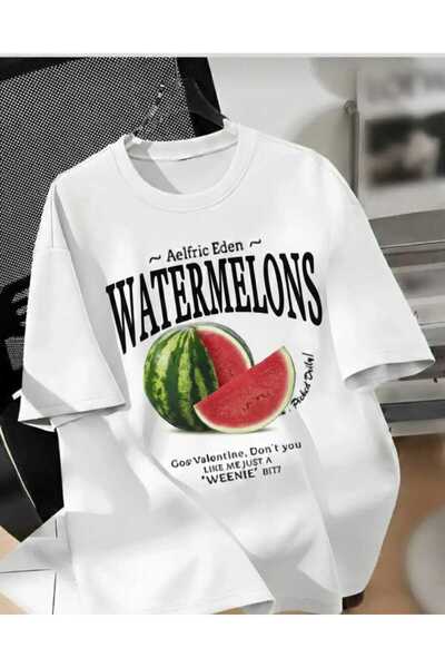 COHERENT Unisex Men/Women Watermelons Custom Printed Oversize Cotton T-Shirt ...