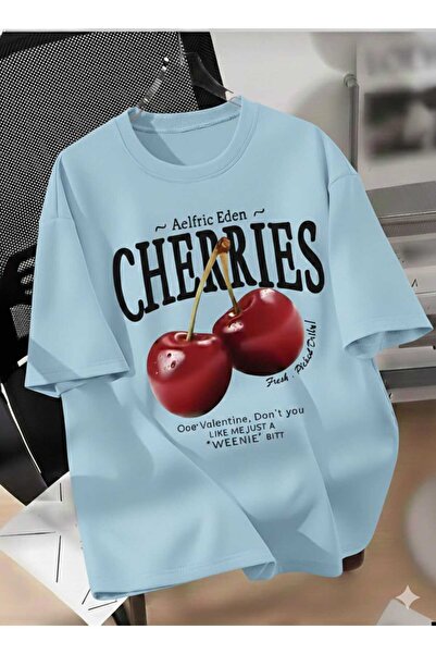 COHERENT Unisex Men/Women Ki̇razcherries Custom Printed Oversize Cotton T-Shi...