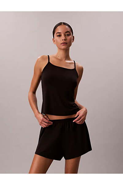 Calvin Klein Women's Regular Cut Strappy Back Detailed Black Pajama Top Lv00Q...