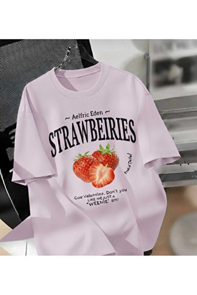 COHERENT Unisex Men/Women Strawberries Custom Printed Oversize Cotton T-Shirt