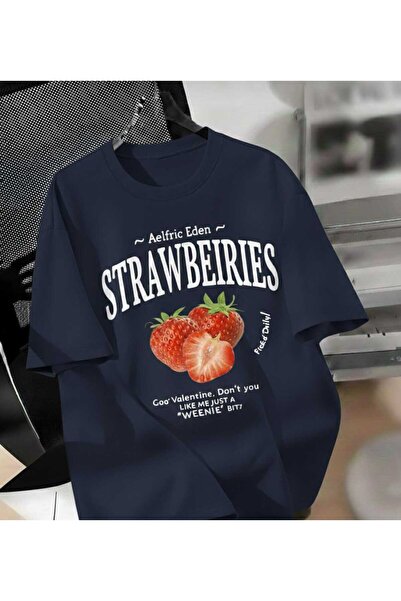 COHERENT Unisex Men/Women Strawberries Custom Printed Oversize Cotton T-Shirt
