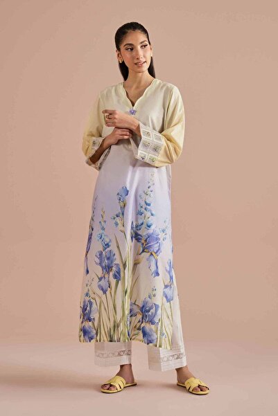 Nishat Linen Printed Embroidered Shirt - PE 26-02