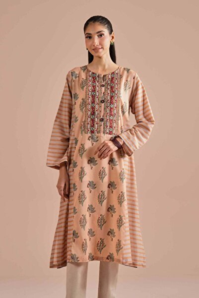 Nishat Linen Printed Embroidered Shirt - PE 26-01