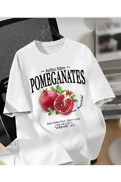 COHERENT Unisex Men/Women Pomaganates Custom Printed Oversize Cotton T-Shirt ...