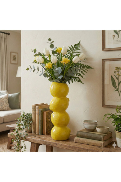 İki Cadı Tasarım مزهرية ليمون من السيراميك للزينة، 17 × 5 سم