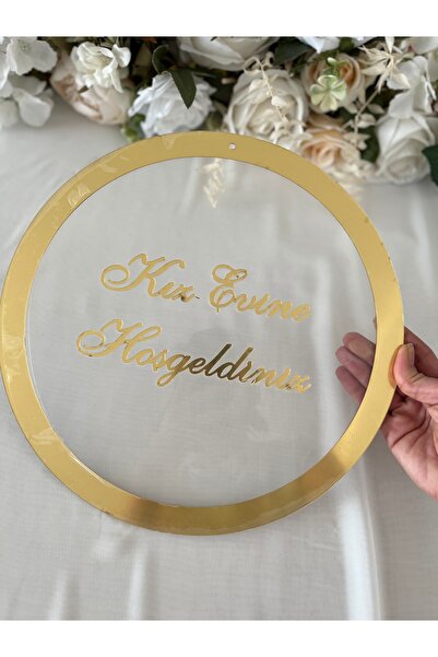 LE FANTASİA Plexiglass Door Decoration - Round Model - Gold Color - Welcome t...