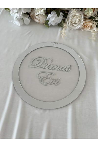 LE FANTASİA Plexiglass Door Ornament - Round Model - Silver Color - Groom's H...