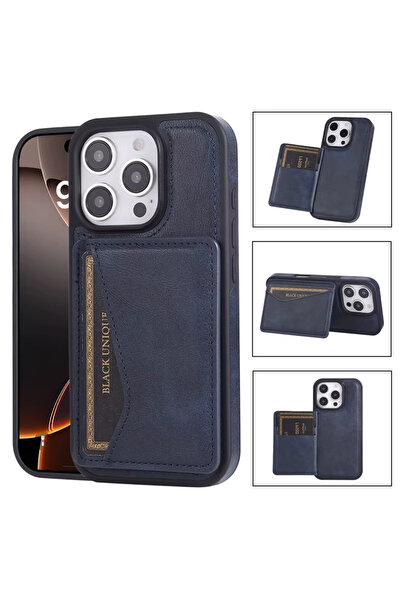 HYPERSOFT iPhone 17 (6.3 Inch) Compatible Wallet Card Holder Standable Triang...