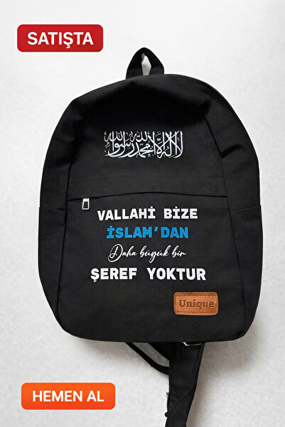 tasarım harikaları Siyah Kanvas Sırt Çantası (islami )