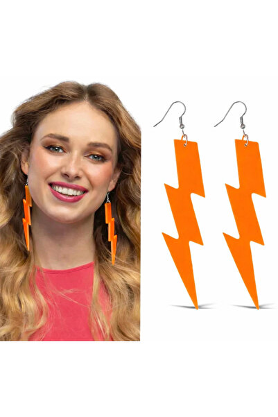 Epilons Retro Neon Orange Lightning Earrings