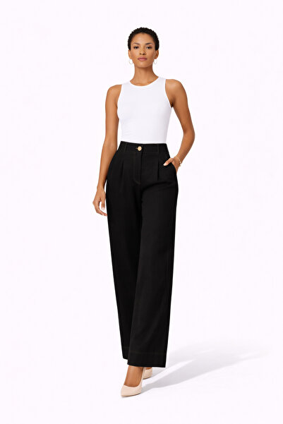 Sentez 5636 Black Abelia Short Wide-Leg Pants