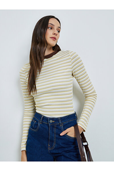 Take Two By Styli Women's Striped Round Neck Long Sleeve Top