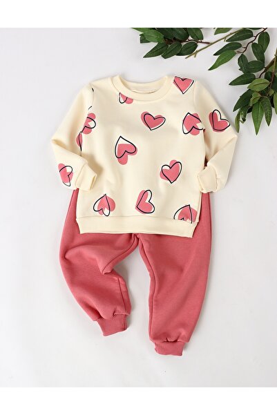 MiniKids Compleu vatuit Hearts, roz-aprins