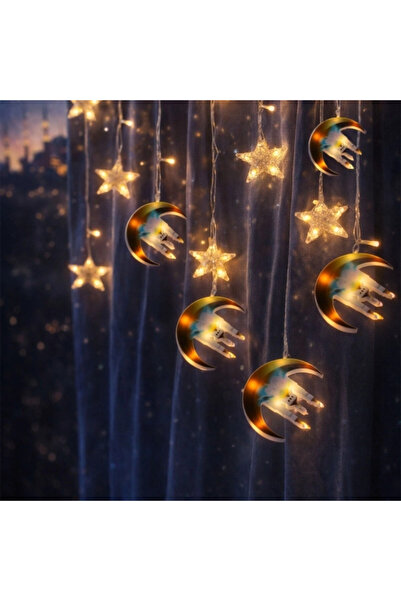 MericLine ستارة رمضان LED بطول 3 أمتار مع قابس كهربائي على شكل هلال ونجمة
