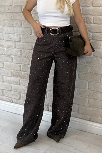 Muna Boutique Marcella Front and Back Stone Embellished High Waist Bitter Cof...