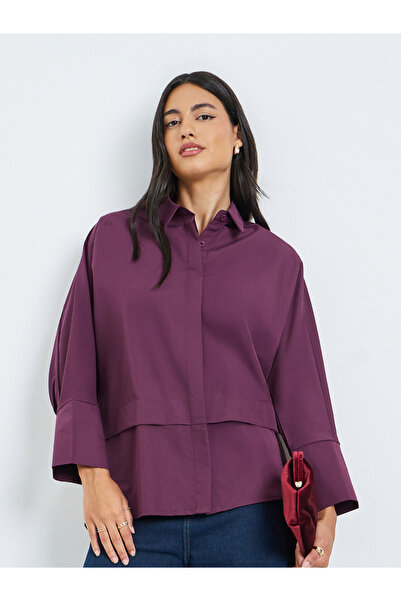 Styli Purple Long Sleeve Oversized Shirt