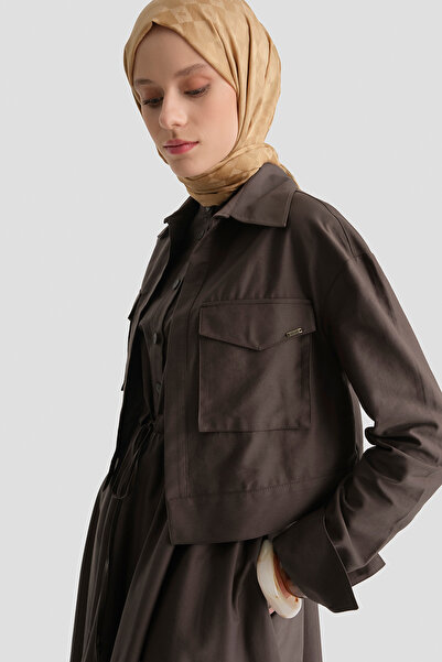 Armine Ceketli Elbise Takım Kahve