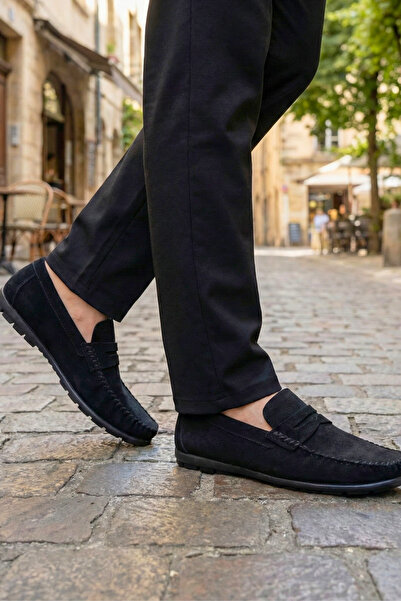 Ekonomik Ayakkabı Men's Black Suede Loafer Moccasin Casual Comfortable Shoes