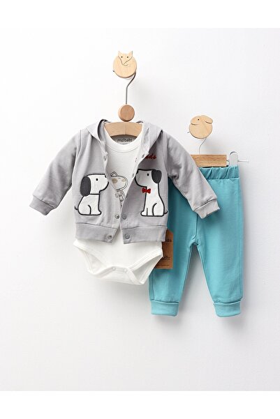 MiniKids 3-piece suit, Two Best Friends, gray
