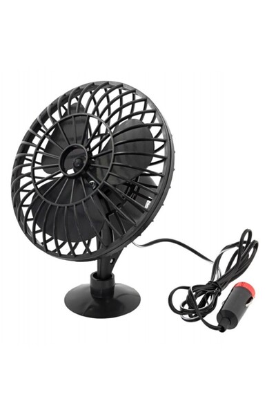 PROCART Car fan, cable length: 1.6m, suction cups, 14 cm, black