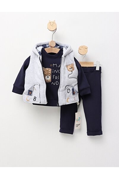 MiniKids Σετ 3 τεμαχίων με Γιλέκο, Κάνοντας Φίλους, μπλε