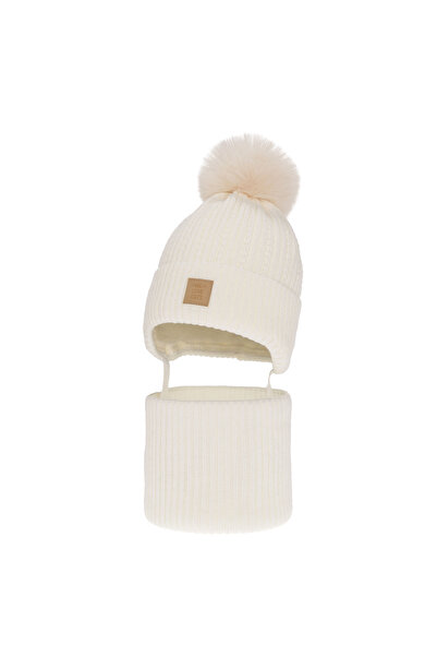 MiniKids Set caciula cu fular circular Betty ecru