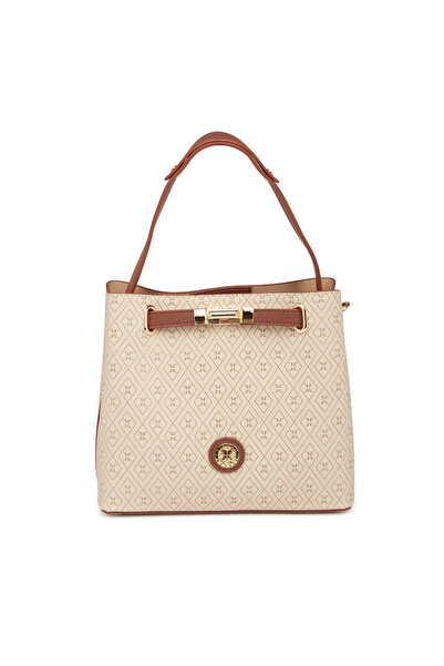 Tergan Bej Print Kadın Omuz Çantası - S26Y1PR09192-E52