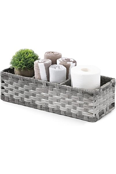 Arabest Toilet Tank Topper Paper Basket,Multi use Hand Woven Plastic Wicker B...