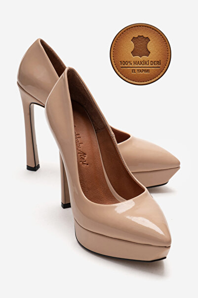 Ayakkabı Ateşi Pantofi de damă din piele naturală, din piele lăcuită, cu plat...