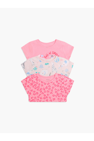Infancie By Styli Pack of 3 - Girls Soft Cotton T-Shirt