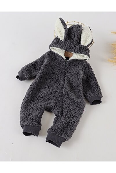 MiniKids Zurly rabbit cocolino jumpsuit, dark grey