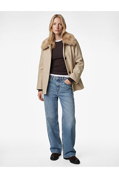 Koton Guler detașabil blană artificială pentru haină molton cu mânecă lungă ș...