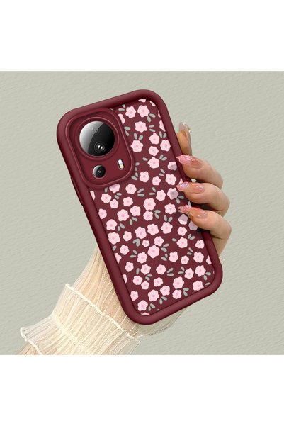 CASEVIBE حافظة هاتف Mi 13 Lite متوافقة مع تصميم زهرة لطيفة باللون الأحمر الدا...