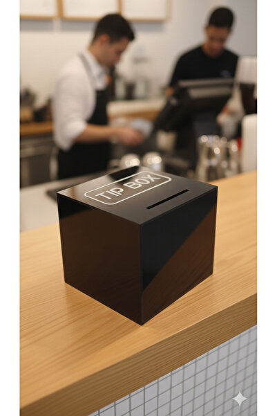 soylu pleksi Kilitli Pleksi Masa üstü Tip Box Bahşiş Kutusu Siyah 14x14xh13 Cm