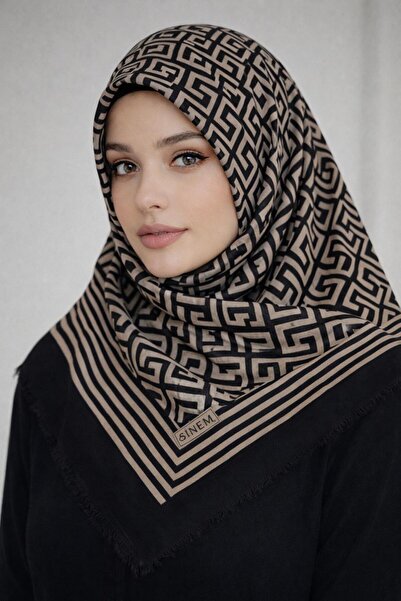 Sinem Emprime Koton Scarf - Black / Caramel-6290